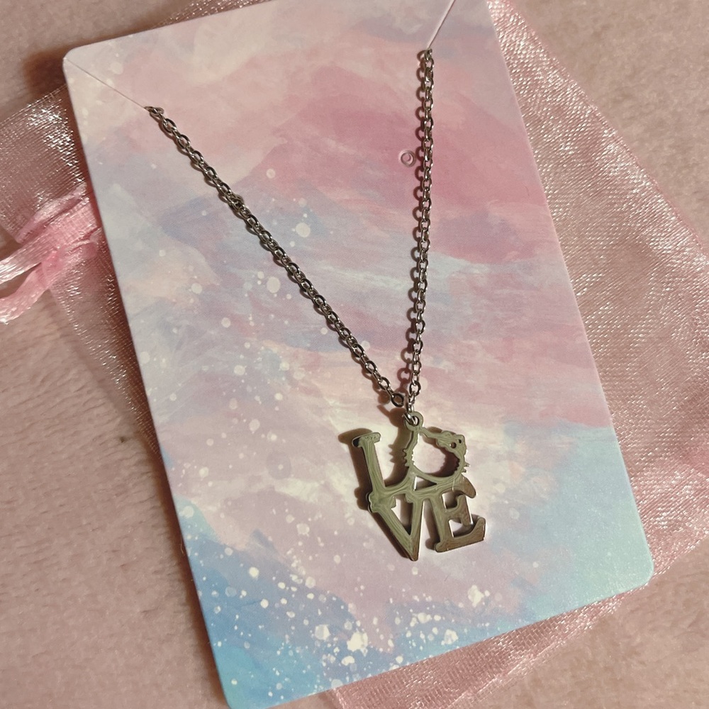 Hello Kitty “Love” Silver Stainless Steel Necklace - Picture 2 of 6